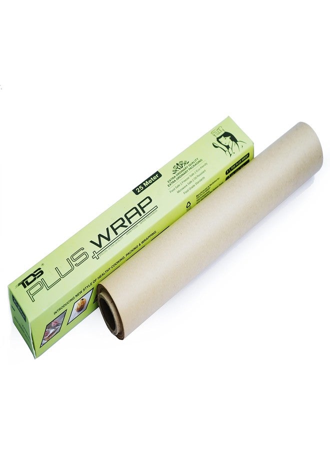 TDS PLUS WRAP Brown Cooking & Baking Paper 11.5'' X 25 Mtrs (Unbleached & Chlorine Free) Baking Paper with Slide Cutter, Heavy Duty & Non-Stick, Brown Parchment Paper for Cooking. - Image 1